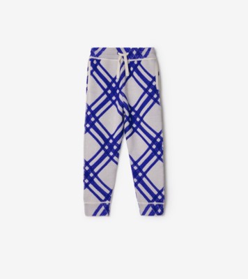 Check Wool Jogging Pants in Salt Burberry Official