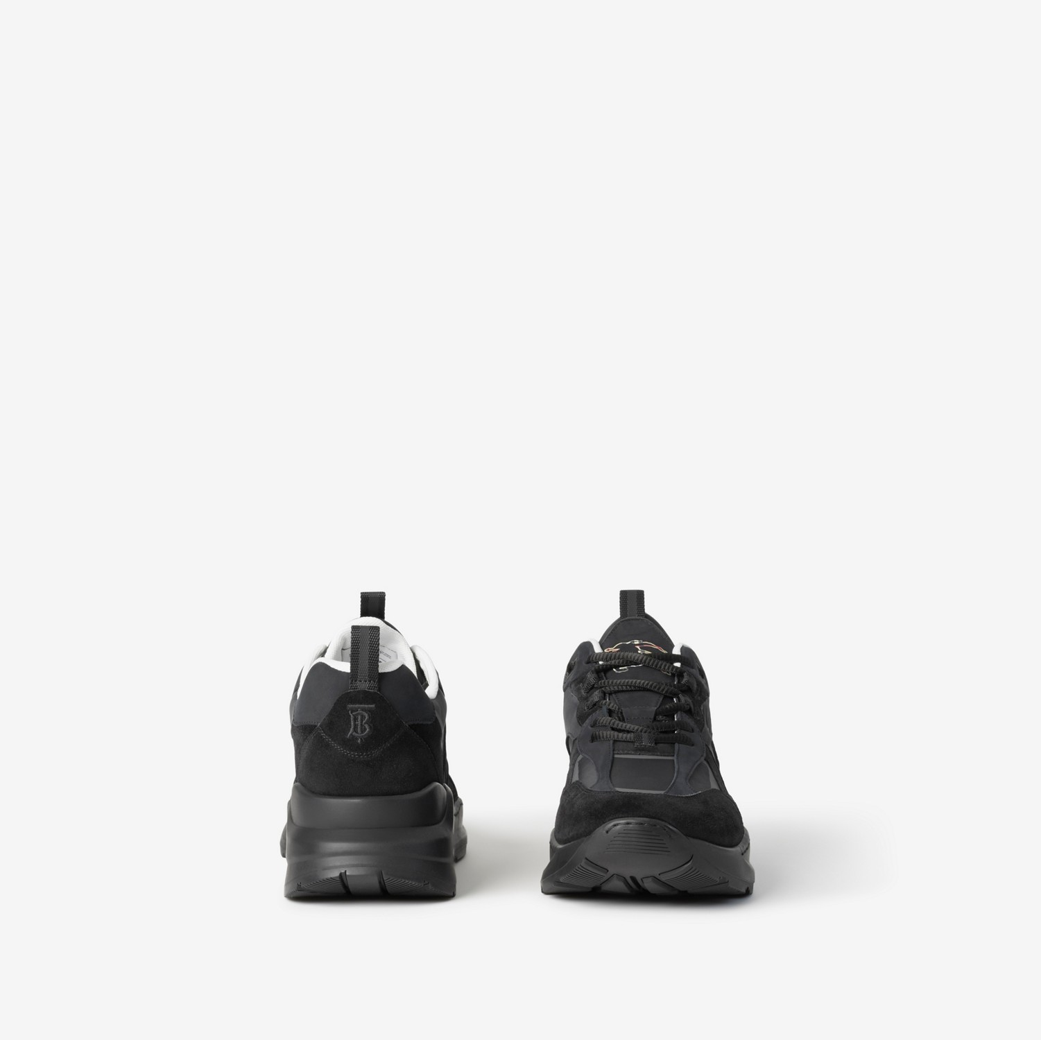 Sneakers en nylon, cuir velours et cuir (Noir) - Homme | Site officiel Burberry®