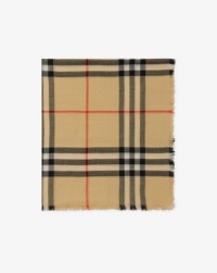 Check Wool Scarf in colour Sand