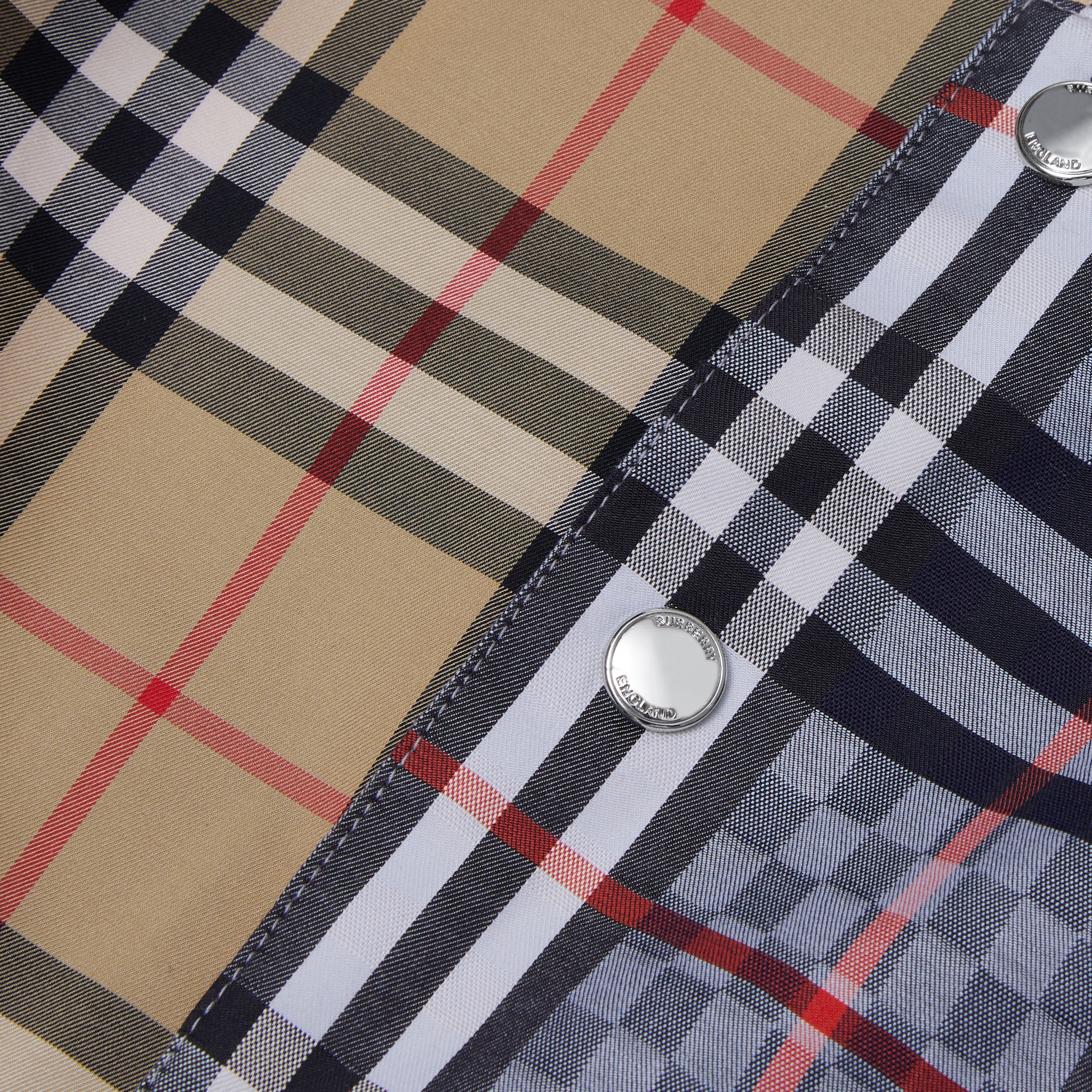 Jaqueta dupla face de algodão stretch com xadrez em jacquard (Azul Claro) - Crianças | Burberry® oficial - 2