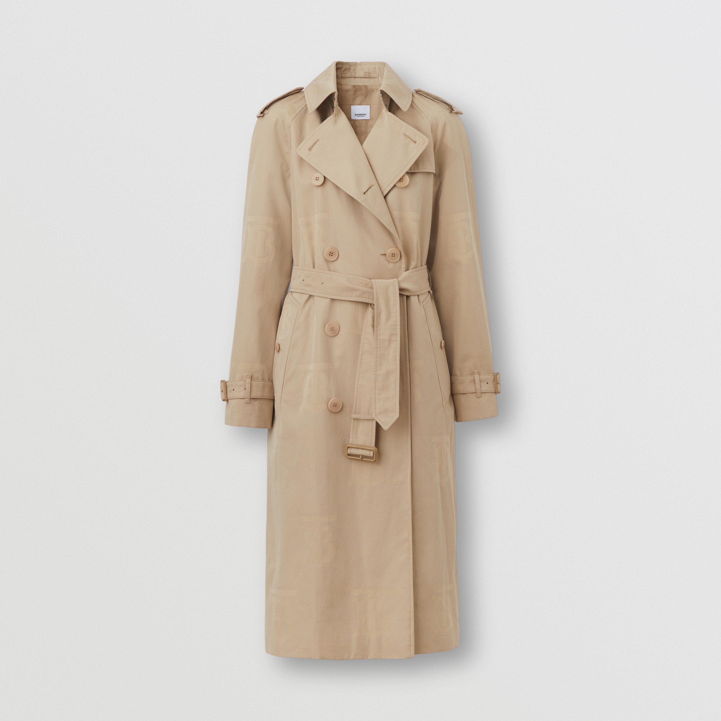 Monogram Motif Cotton Jacquard Trench Coat in Soft Fawn - Women | Burberry® Official - 4