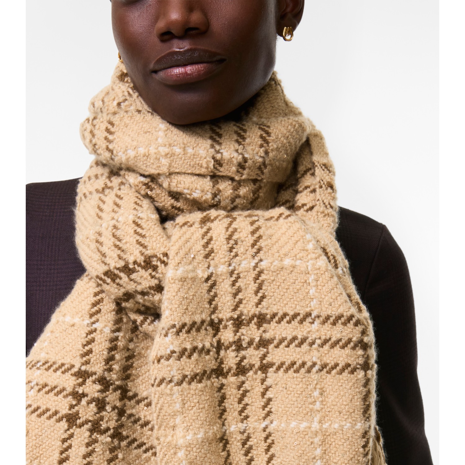 Embellished Check Bouclé Scarf - thumbnail 5
