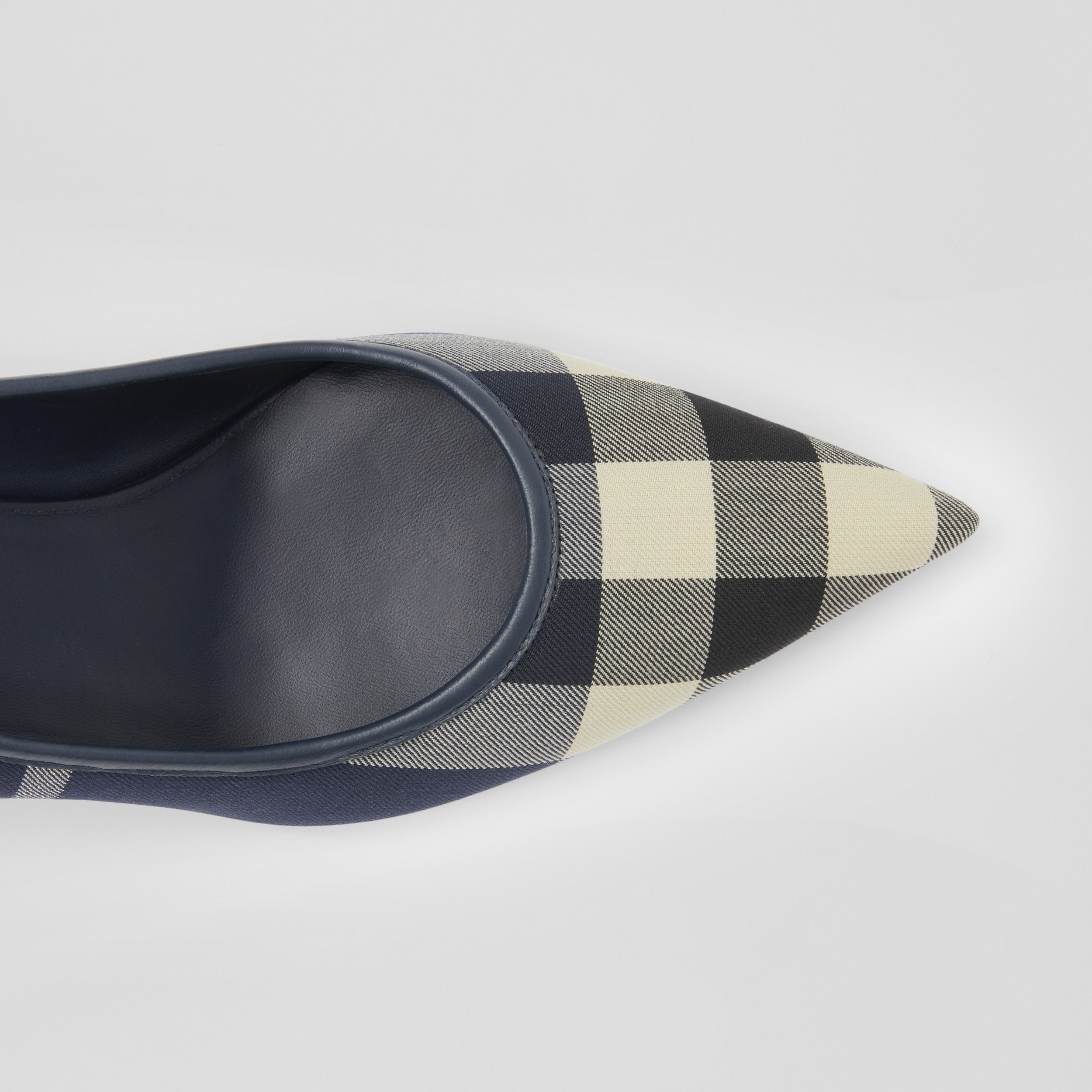Check Wool Kitten-heel Point-toe Pumps – Exclusive Capsule Collection in Silver/dark Charcoal Blue - Women | Burberry® Official - 2