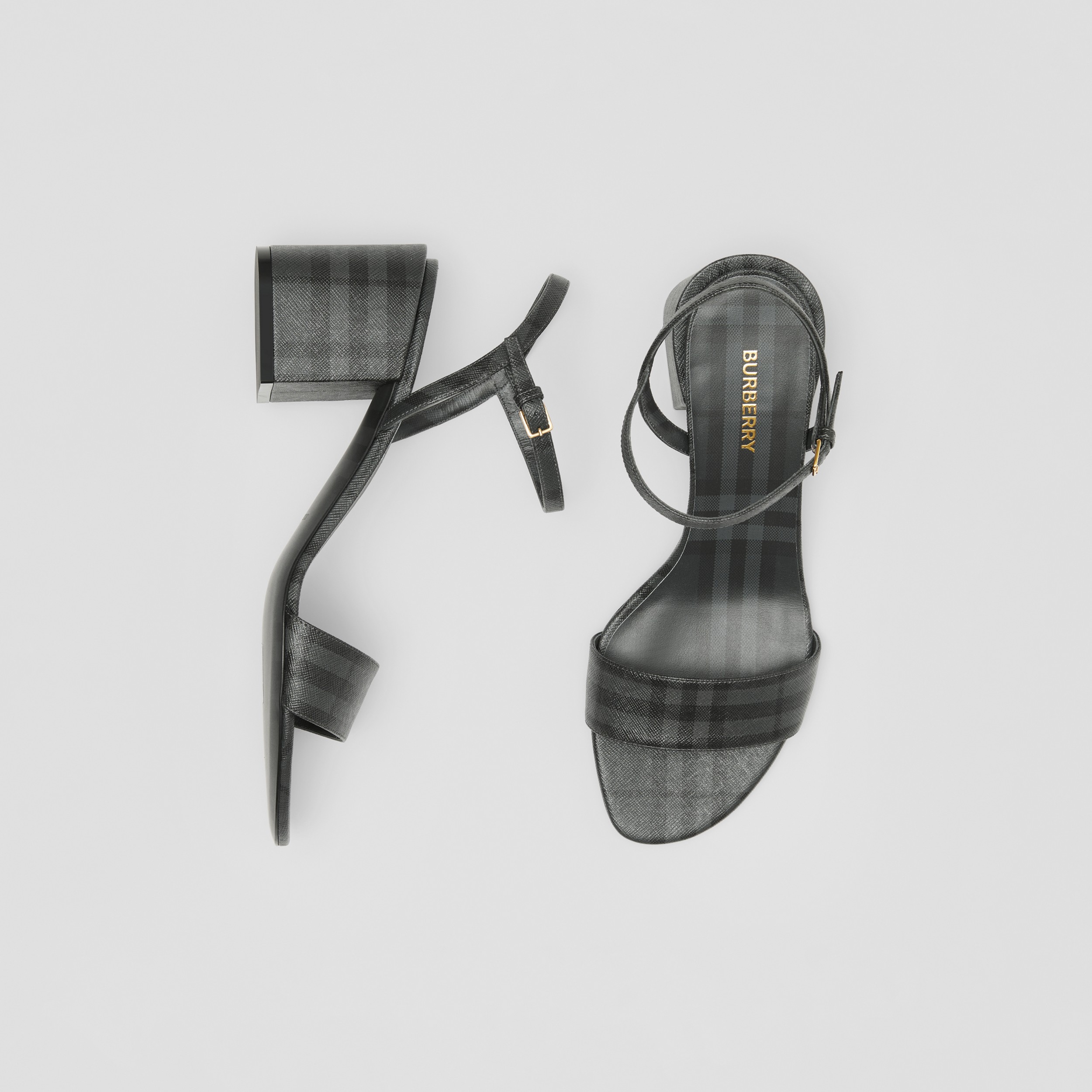 Vintage Check Sandals in Charcoal - Women | Burberry® Official - 1