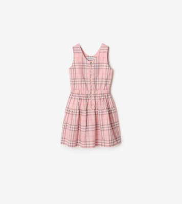 Check Cotton Dress in Peony pink | Burberry® Official