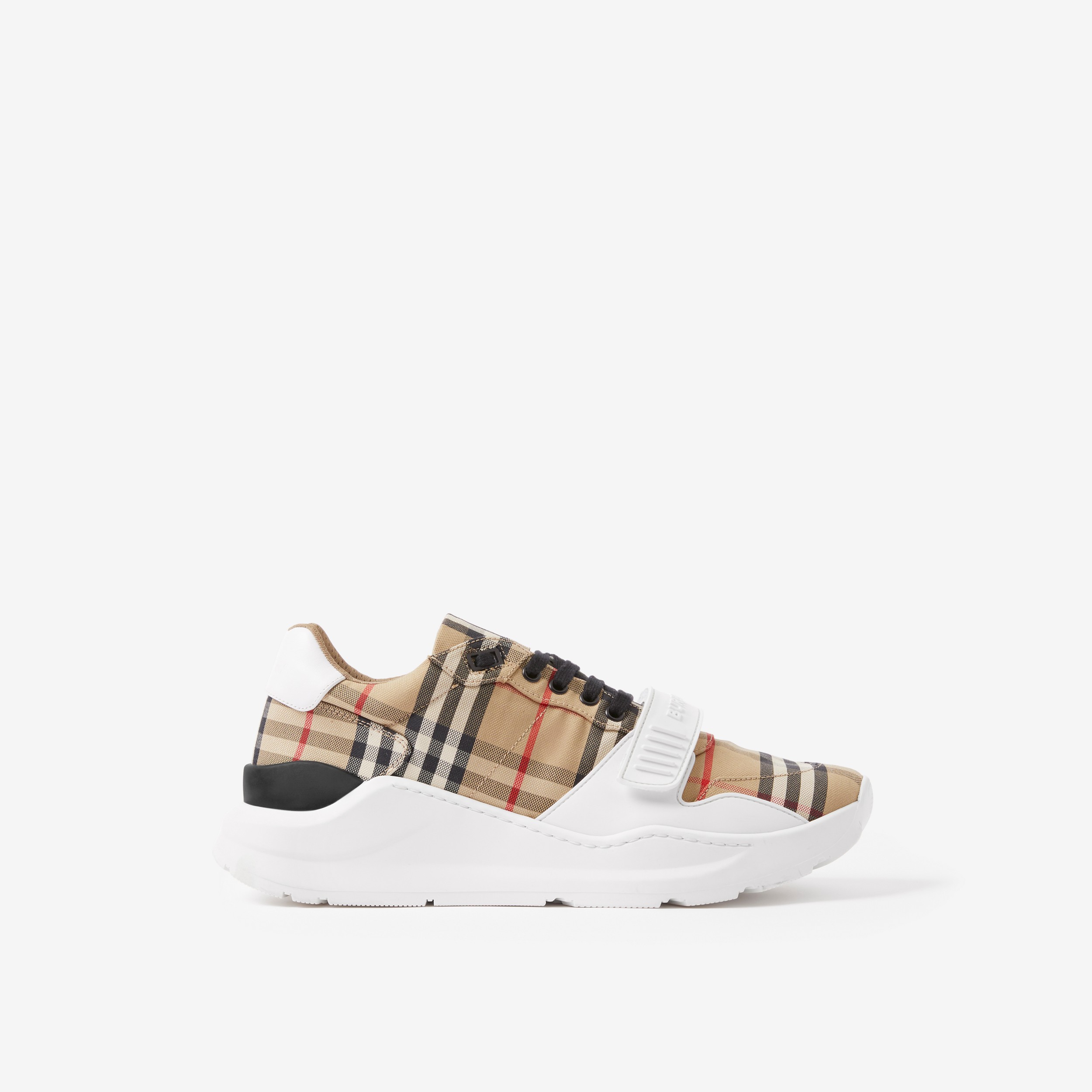 Vintage Check, Suede and Leather Sneakers in Archive Beige - Men | Burberry® Official - 1