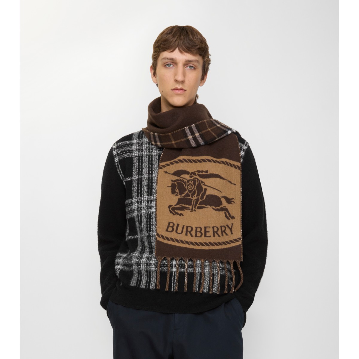  Check Reversible Knight Stamp Scarf