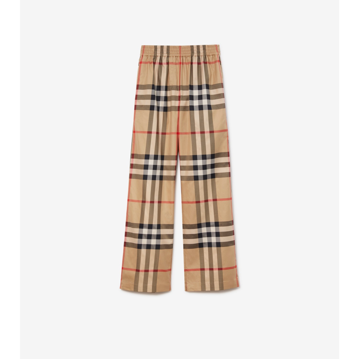 Check Cotton Trousers in Archive beige Women Burberry Official