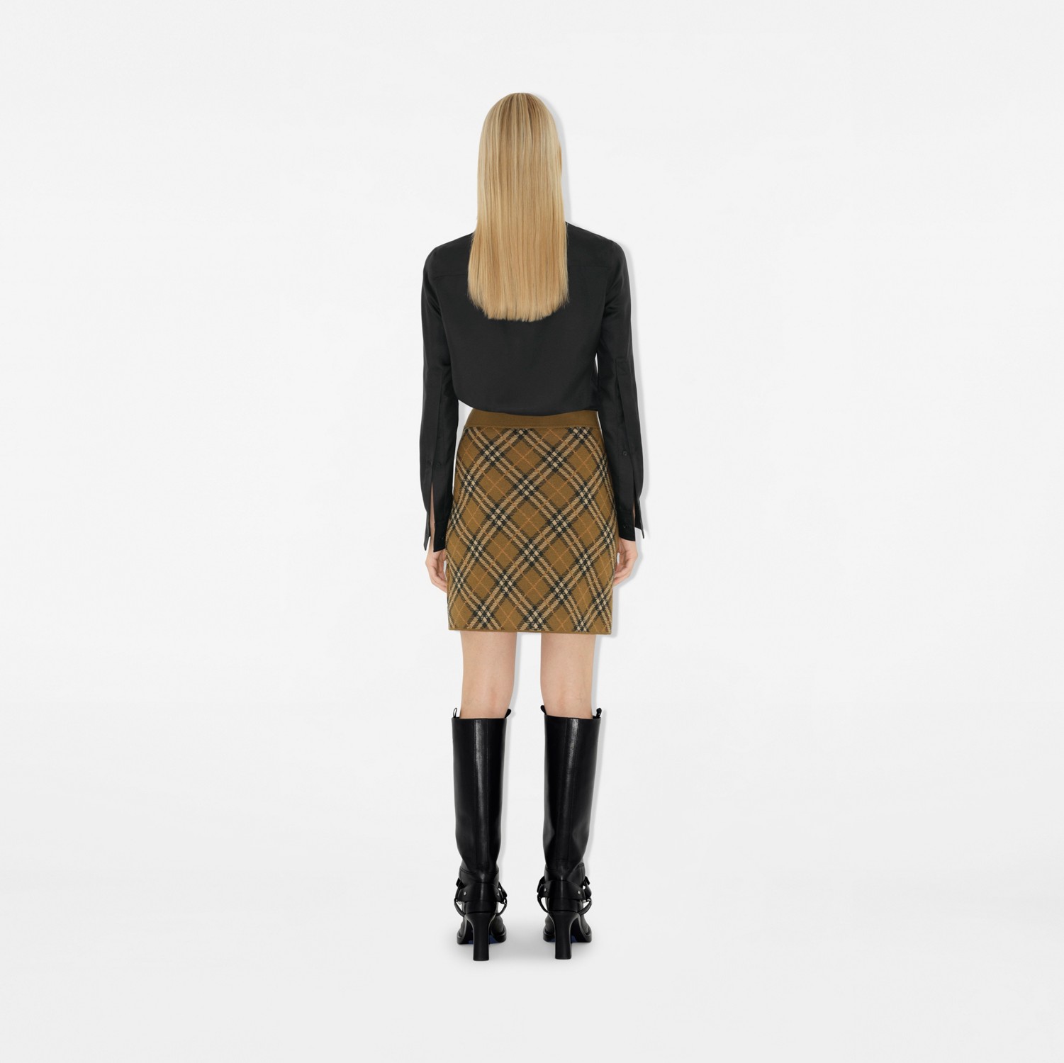 Check Wool Blend Mini Skirt in Shrew - Women, Nylon Check Wool Blend Mini Skirt in Shrew - Women, Nylon