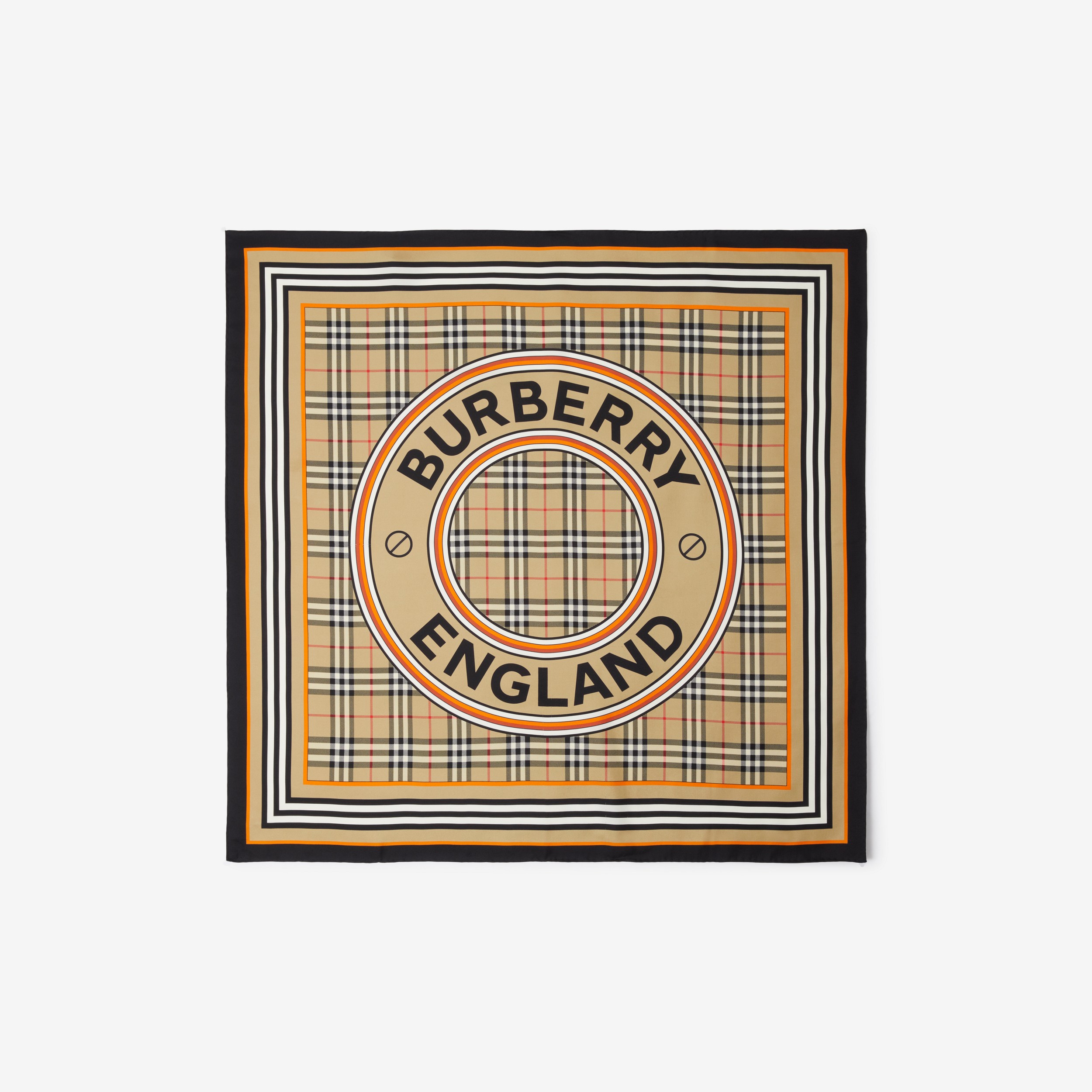 Montage Print Silk Square Scarf in Archive Beige | Burberry® Official - 1