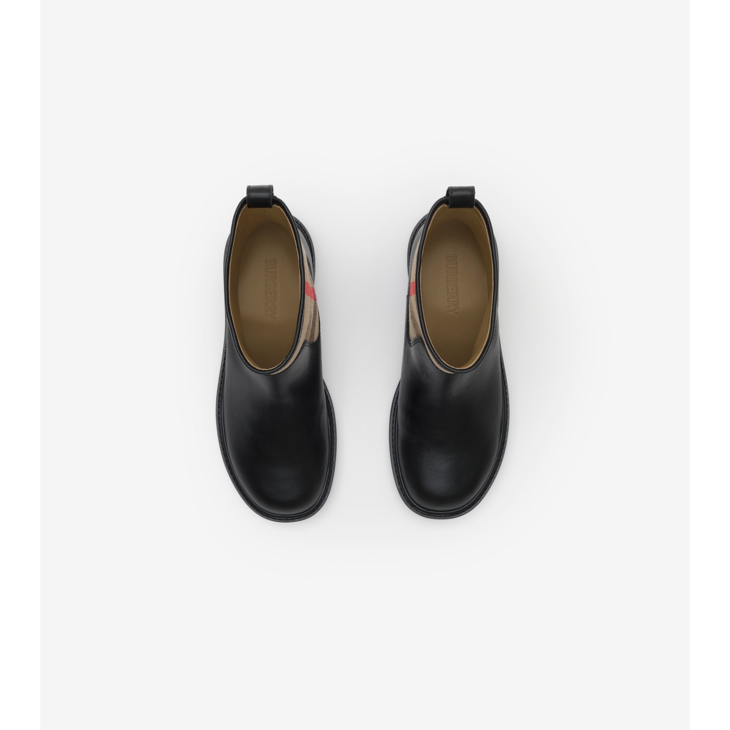 Check Panel Leather Boots - thumbnail 4
