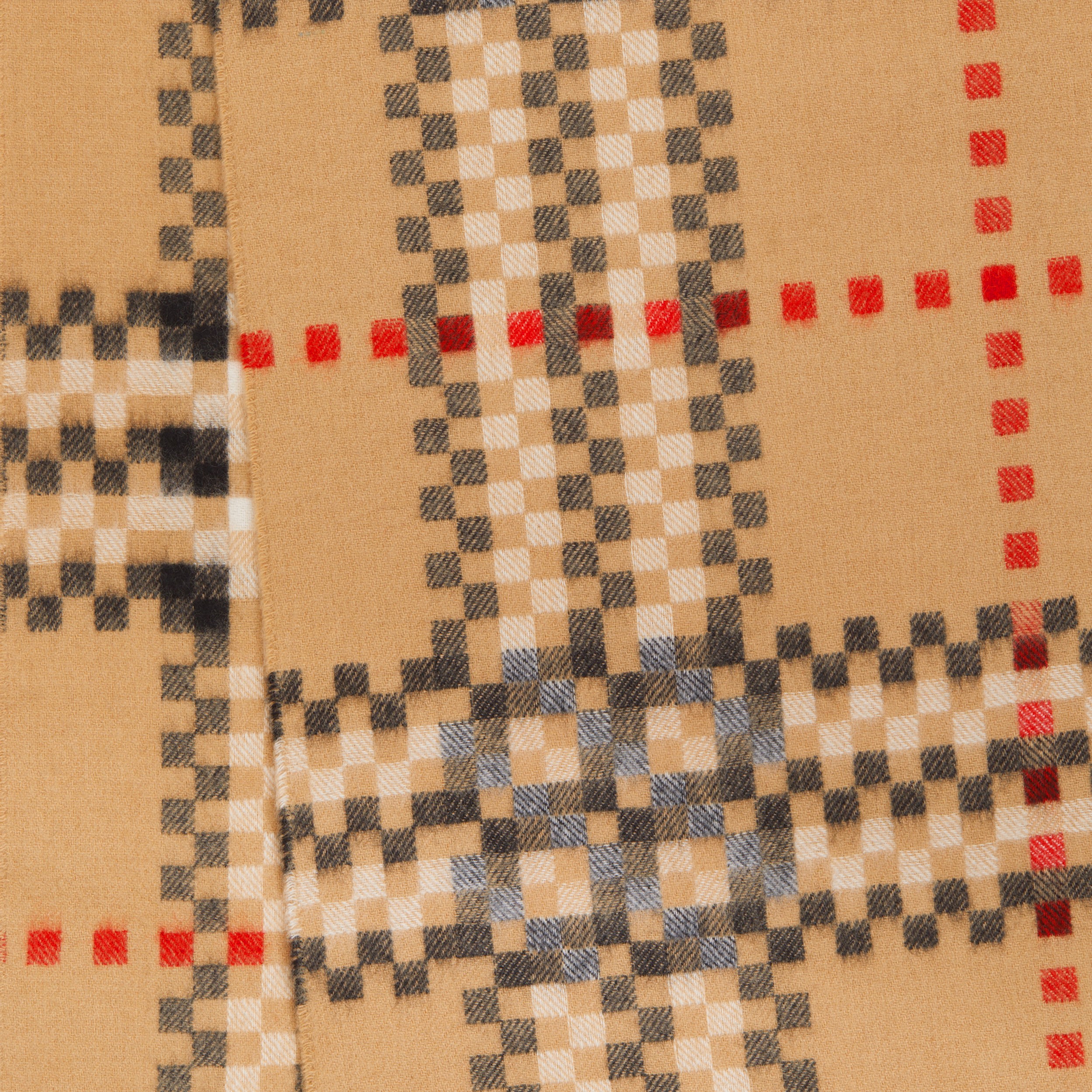 Pixel Check Cashmere Scarf in Archive Beige | Burberry® Official - 2