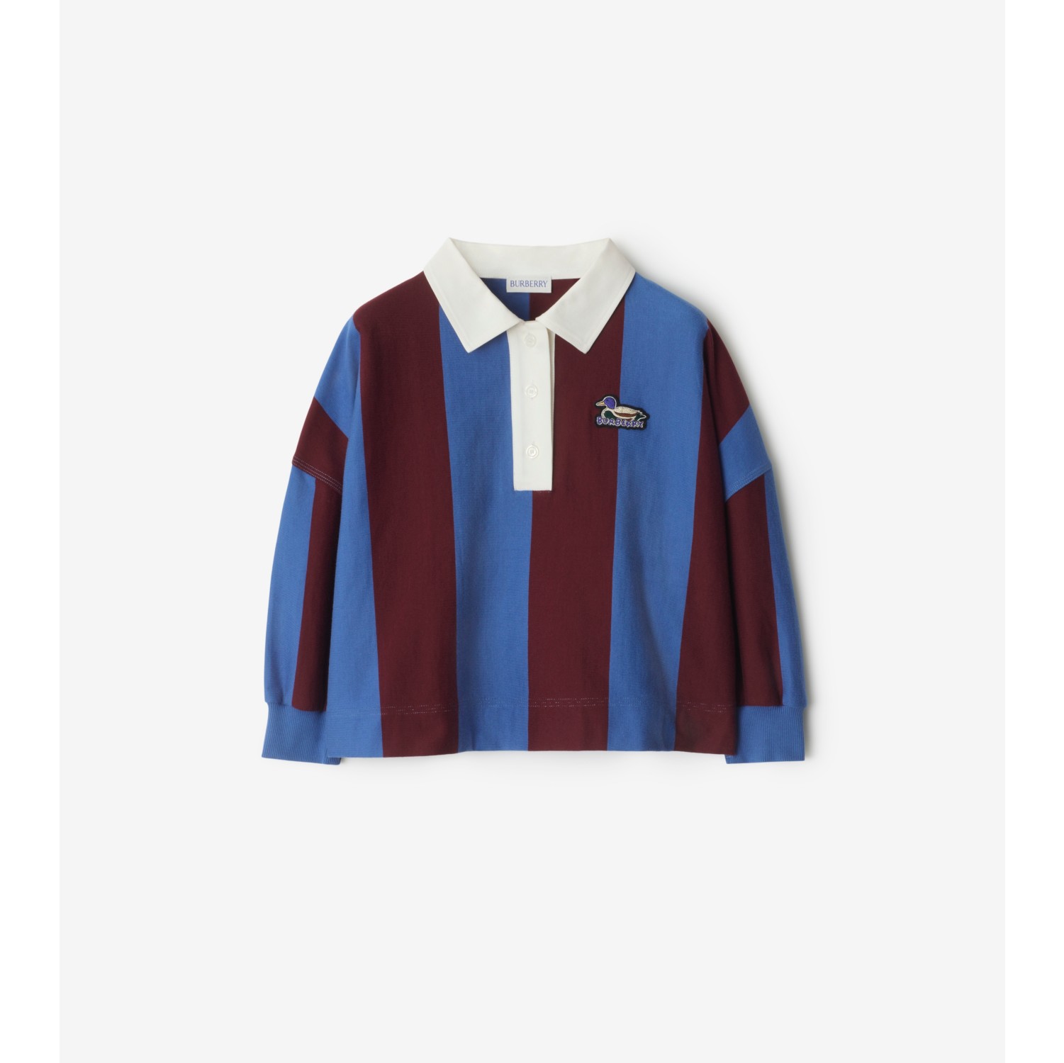Langärmeliges Baumwoll-Poloshirt mit Streifen