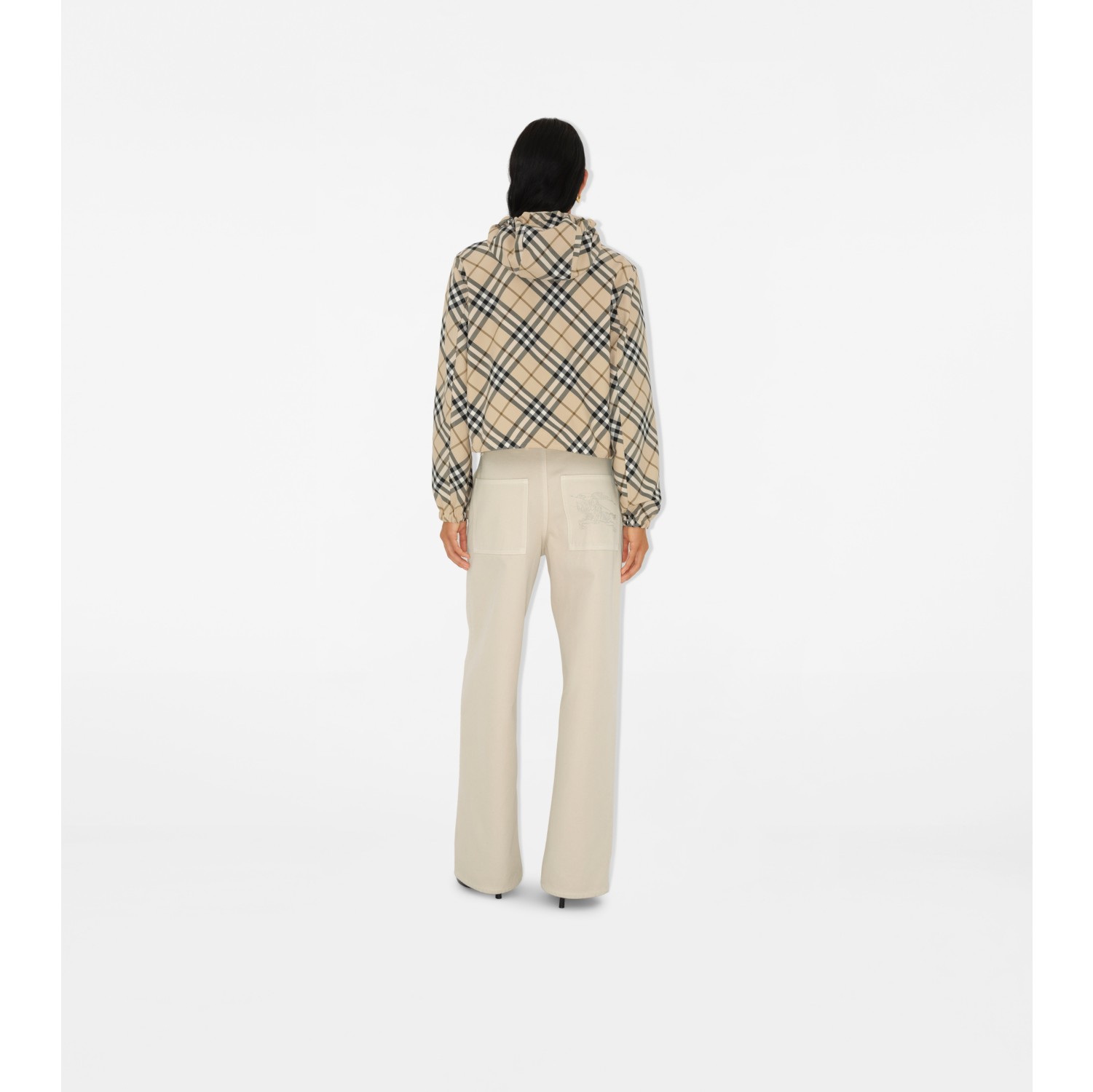 Cropped Reversible Check Jacket