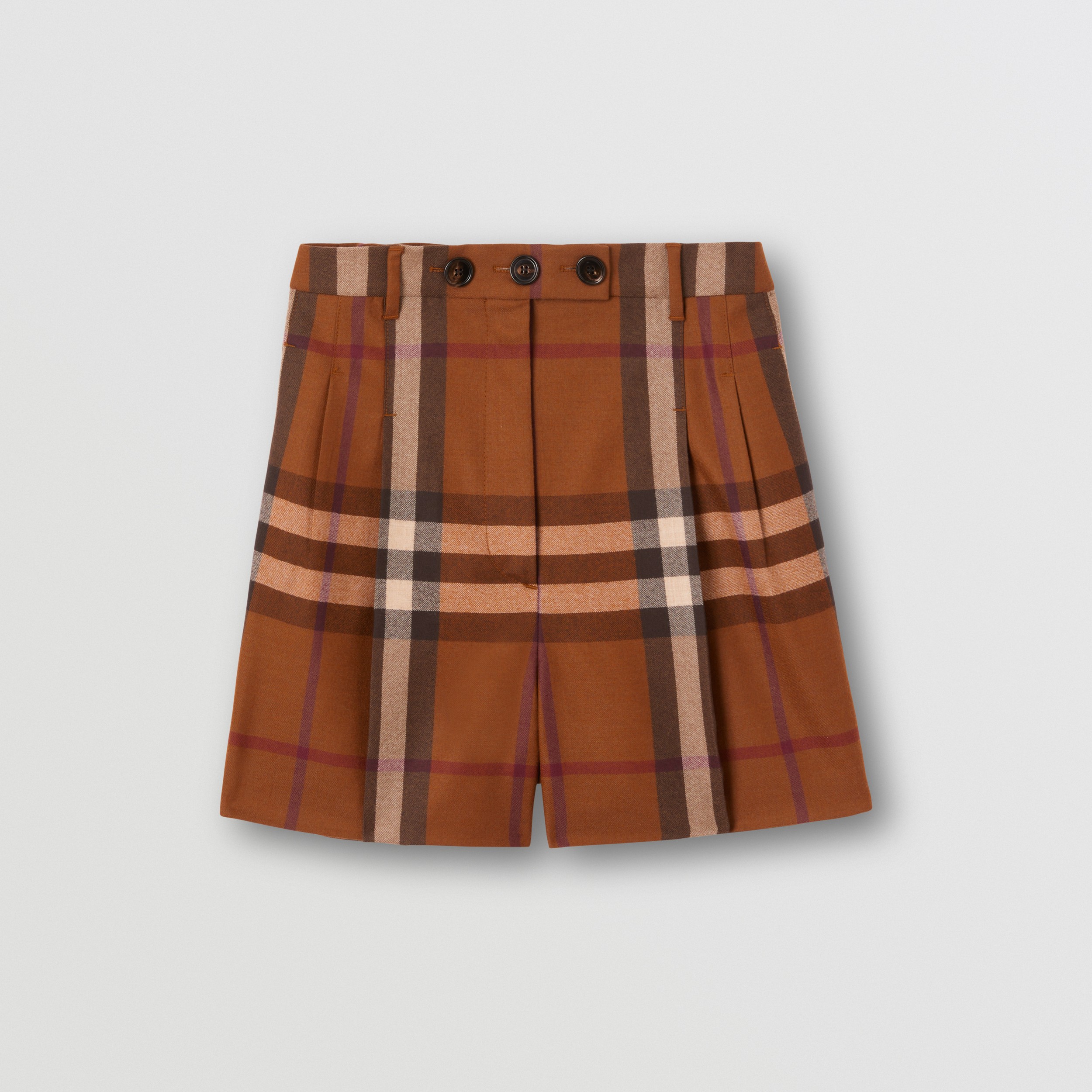 Check Wool Flannel Tailored Shorts in Dark Birch Brown - Women | Burberry® Official - 4