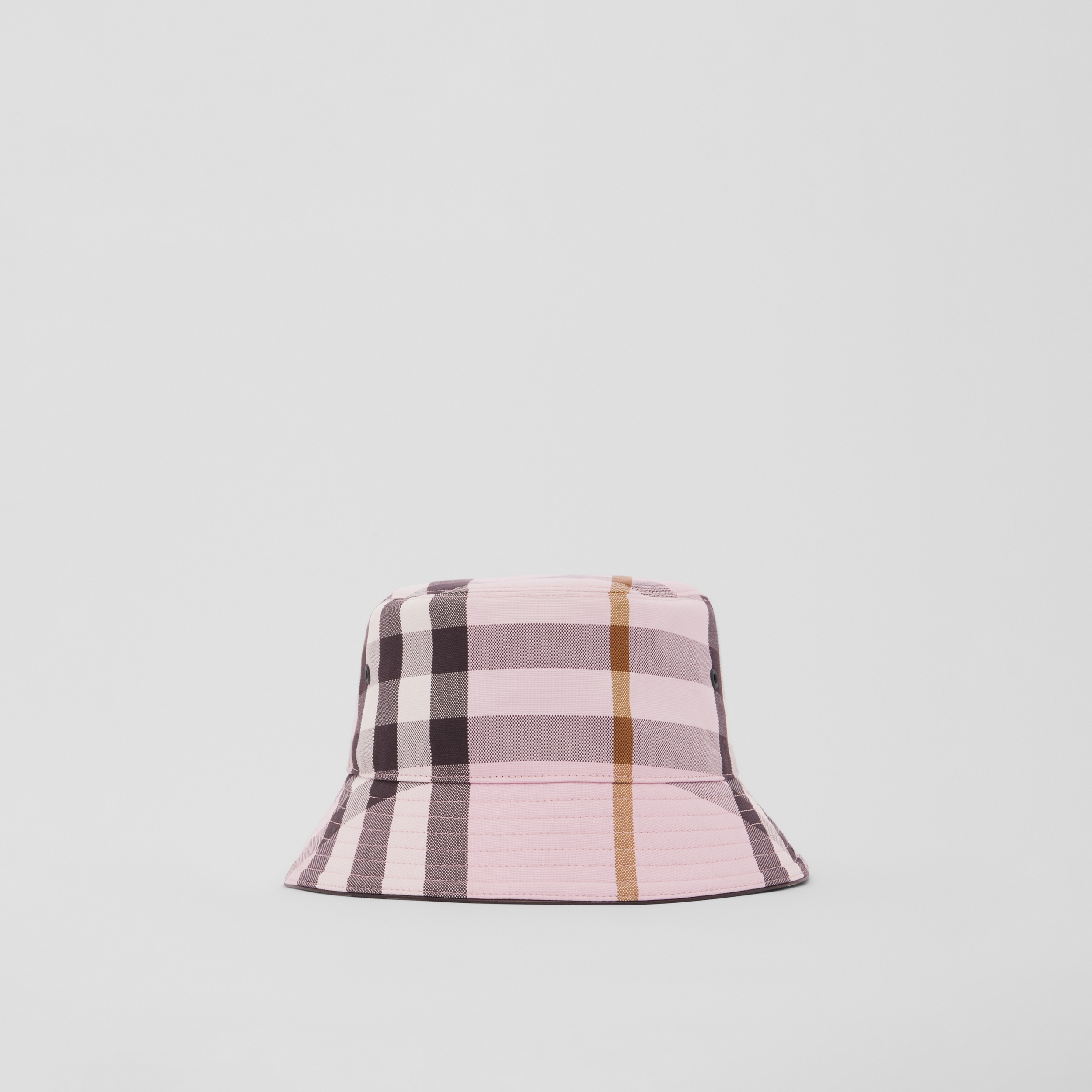 Exaggerated Check Cotton Bucket Hat in New Pink | Burberry® Official - 1