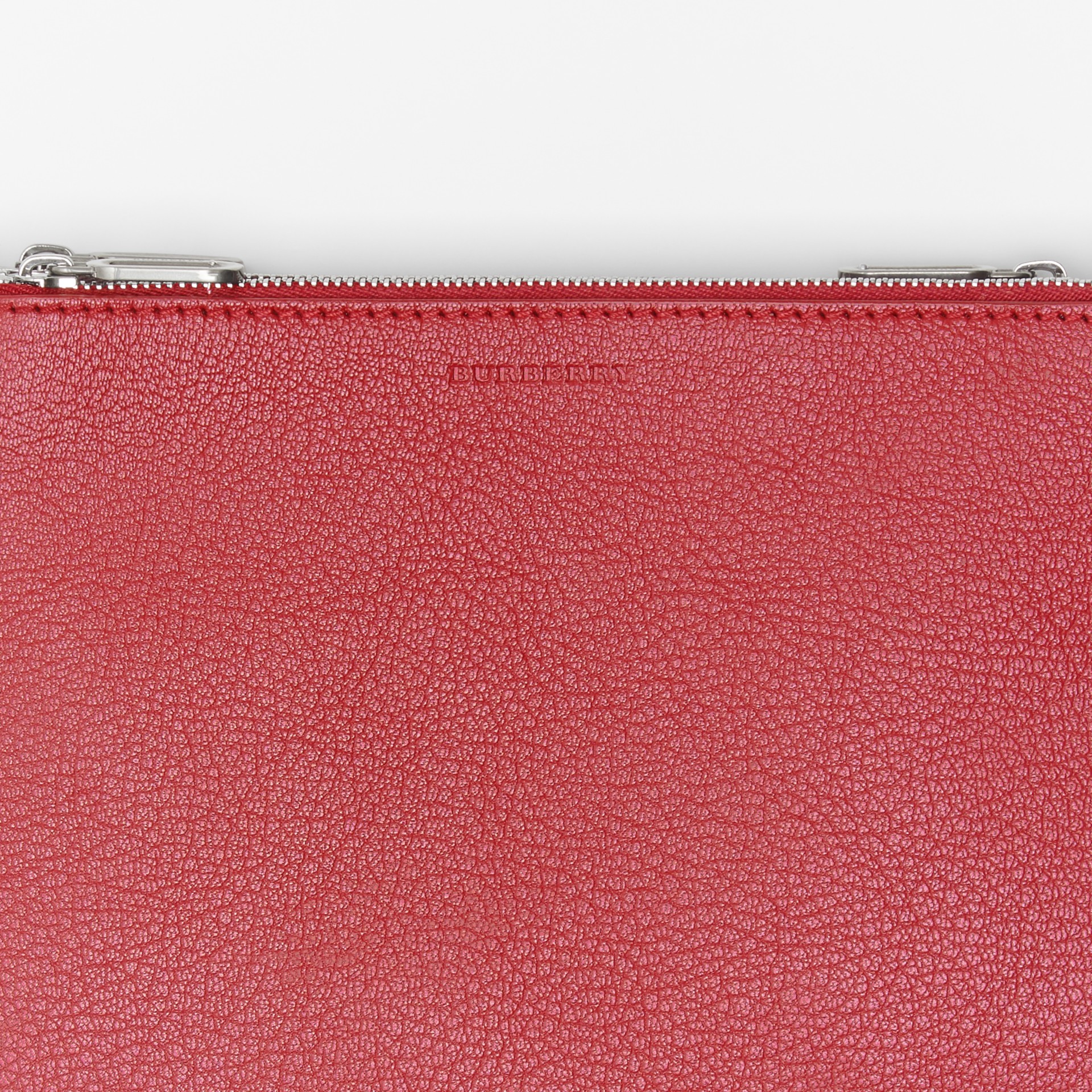 Triple Zip Grainy Leather Crossbody Bag in Crimson Women Burberry