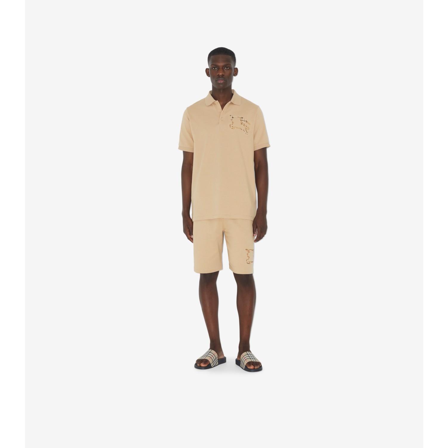 Cotton Polo Shirt in Soft fawn - Men