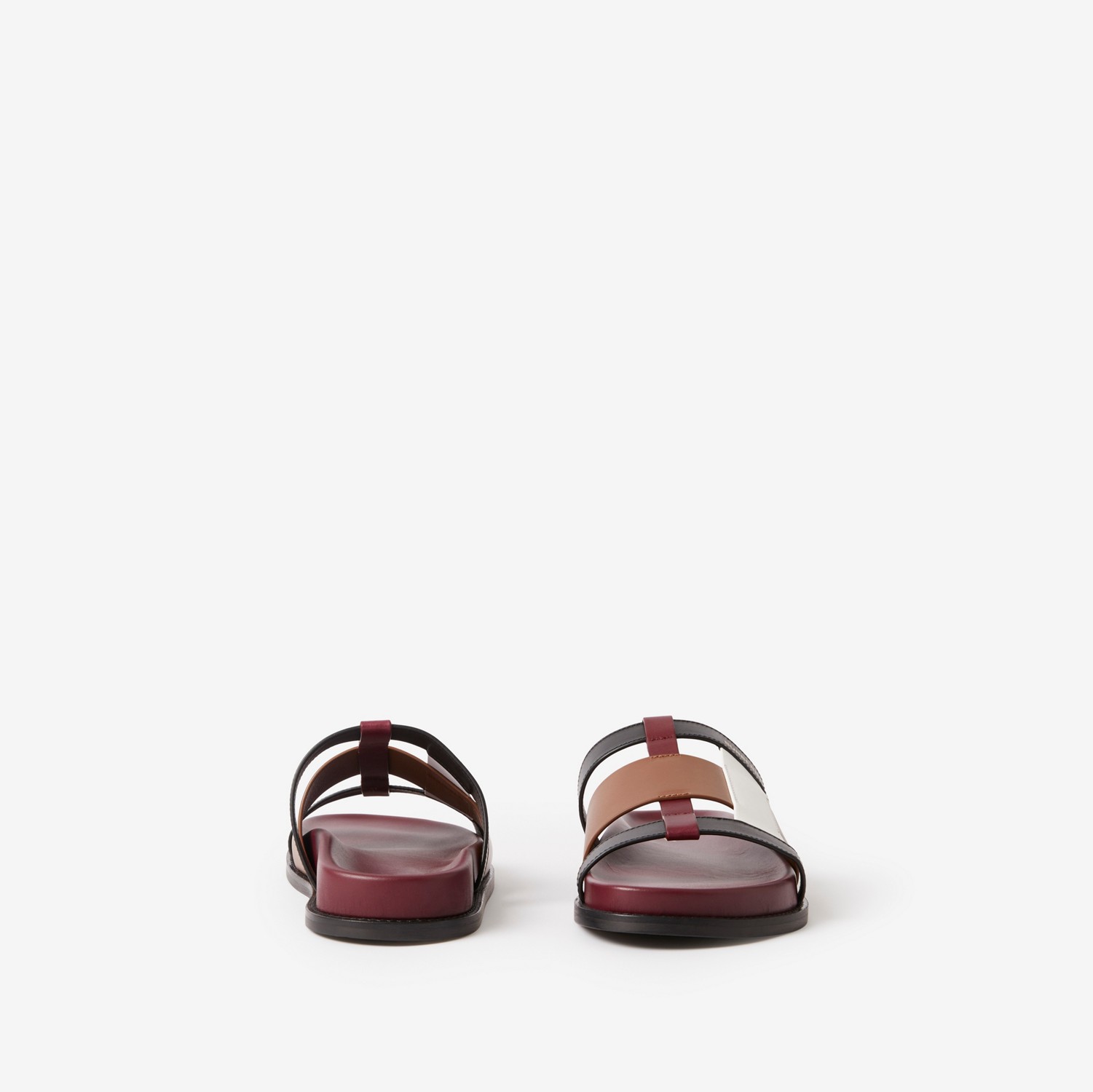 Woven Leather Slides in Dark Birch Brown/bordeaux/white - Women | Burberry® Official