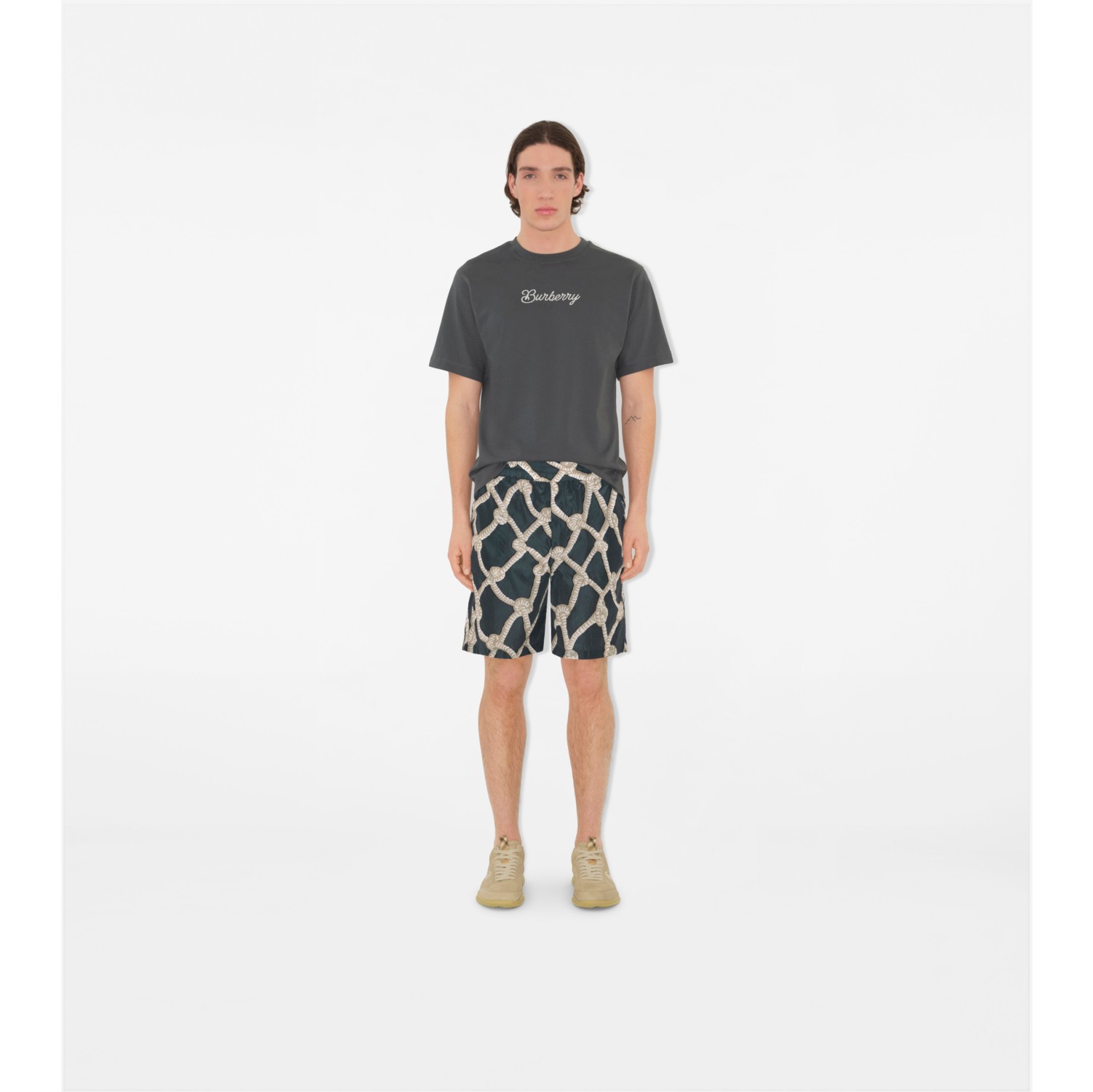 Knot Nylon Shorts in Magnet - Men | Burberry® Official