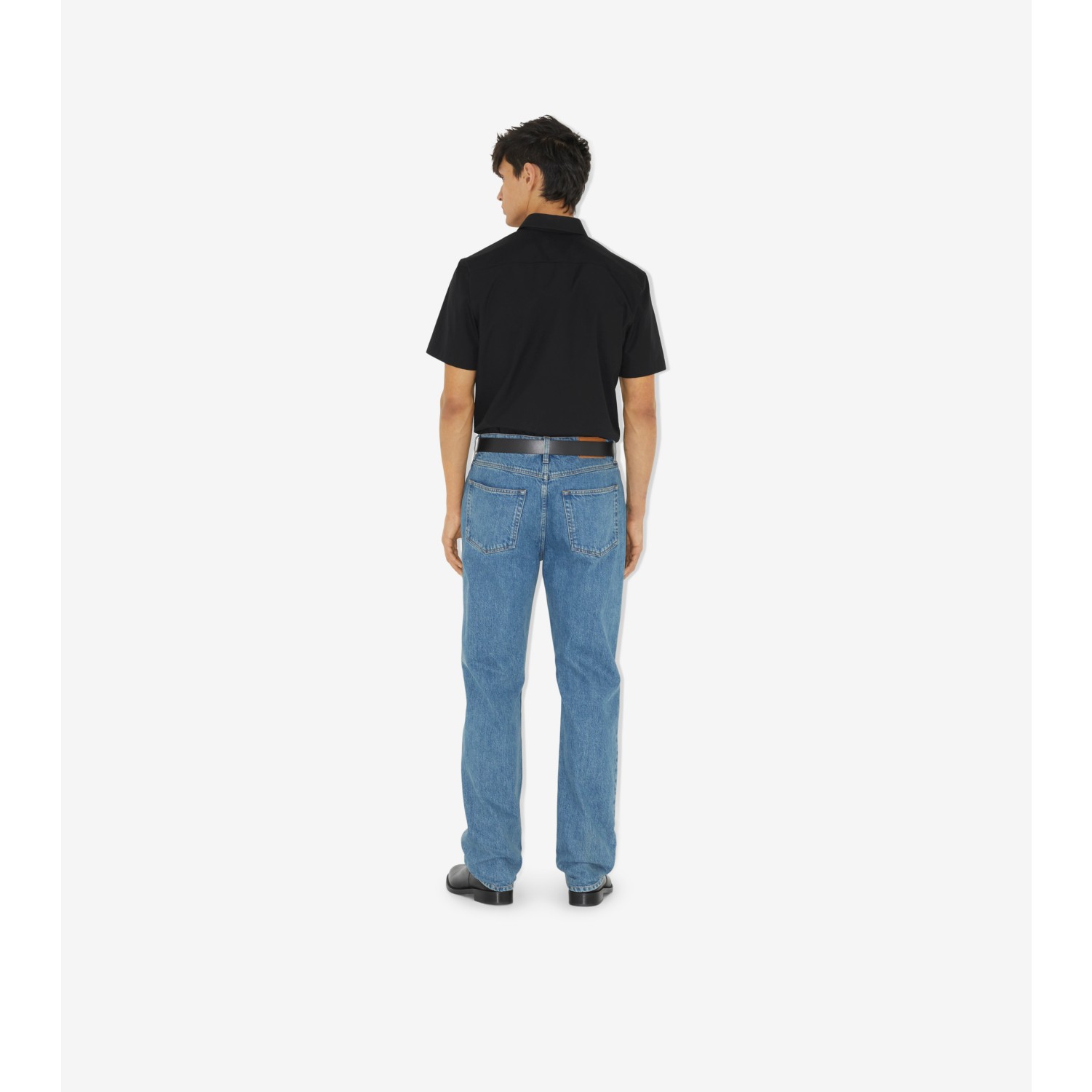 Embroidered EKD Stretch Cotton Shirt in Black - Men | Burberry® Official
