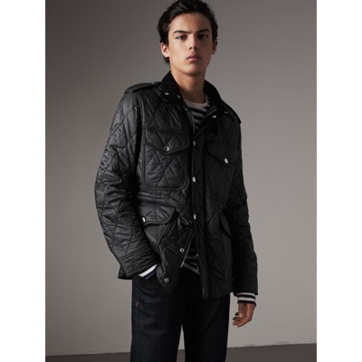 Diamond Quilted Field Jacket in Black 