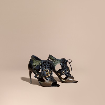 snakeskin buckle boots