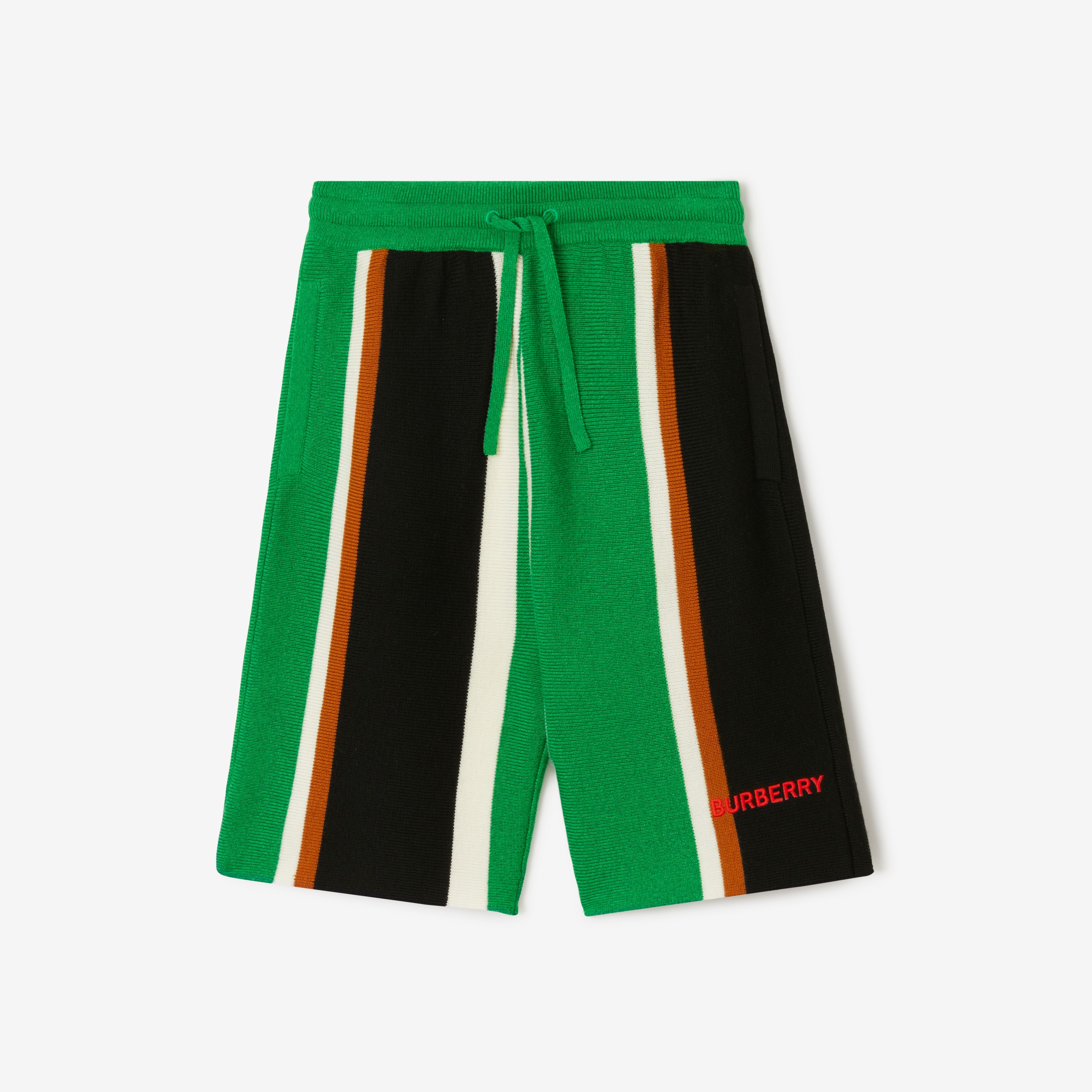 Pantalones cortos en lana y cachemir a rayas (Verde Conífera) | Burberry® oficial - 1