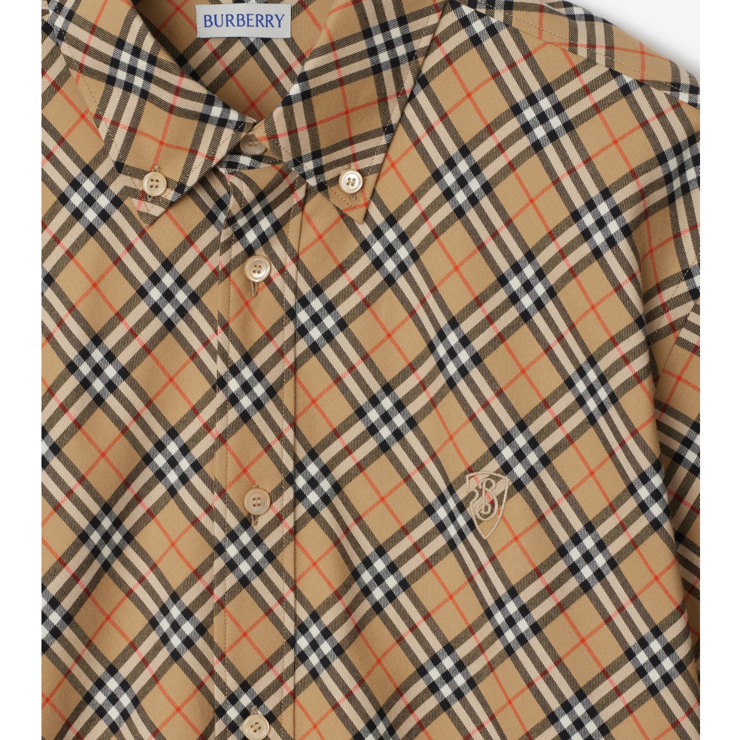 Check Cotton Shirt in Sand Men Burberry Official