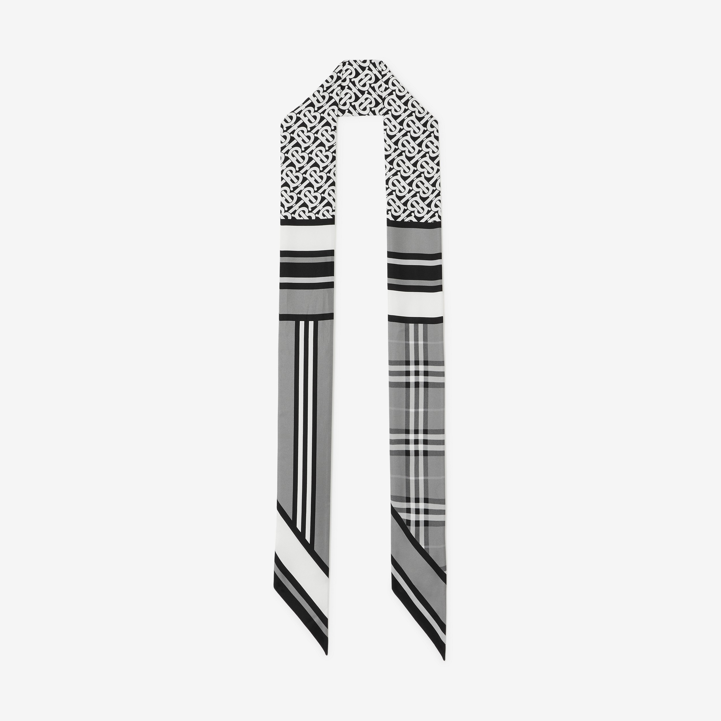 Sciarpa sottile in seta con stampa collage (Bianco E Nero) | Sito ufficiale Burberry® - 1