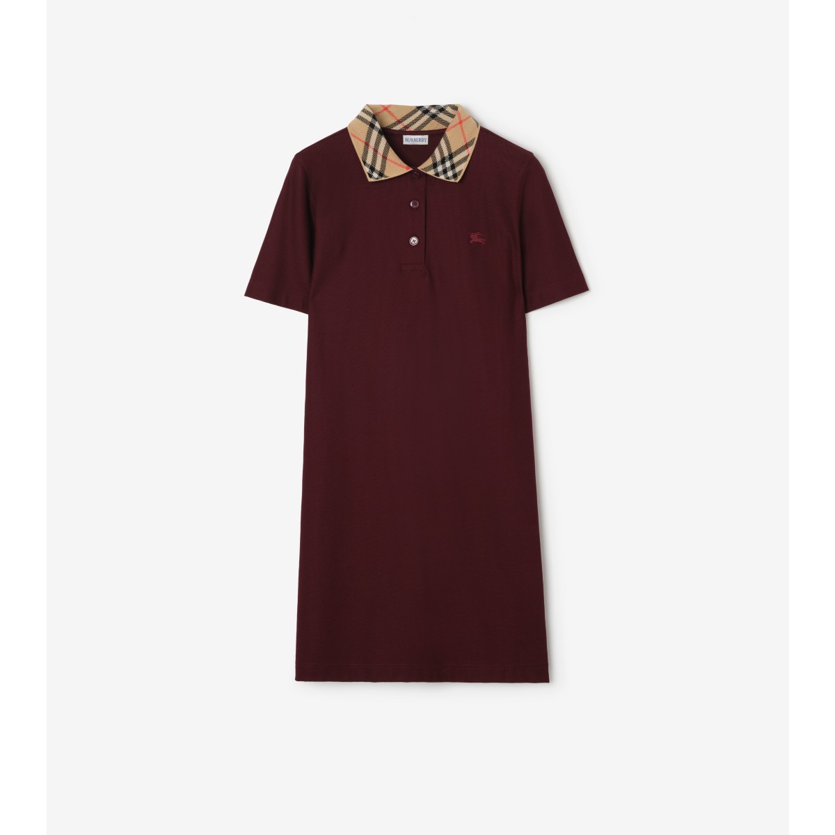  Check Collar Cotton Polo Shirt Dress