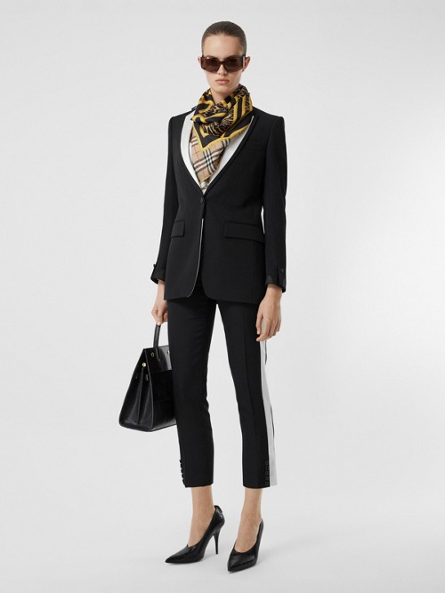 BURBERRY Side Stripe Wool Tailored Trousers