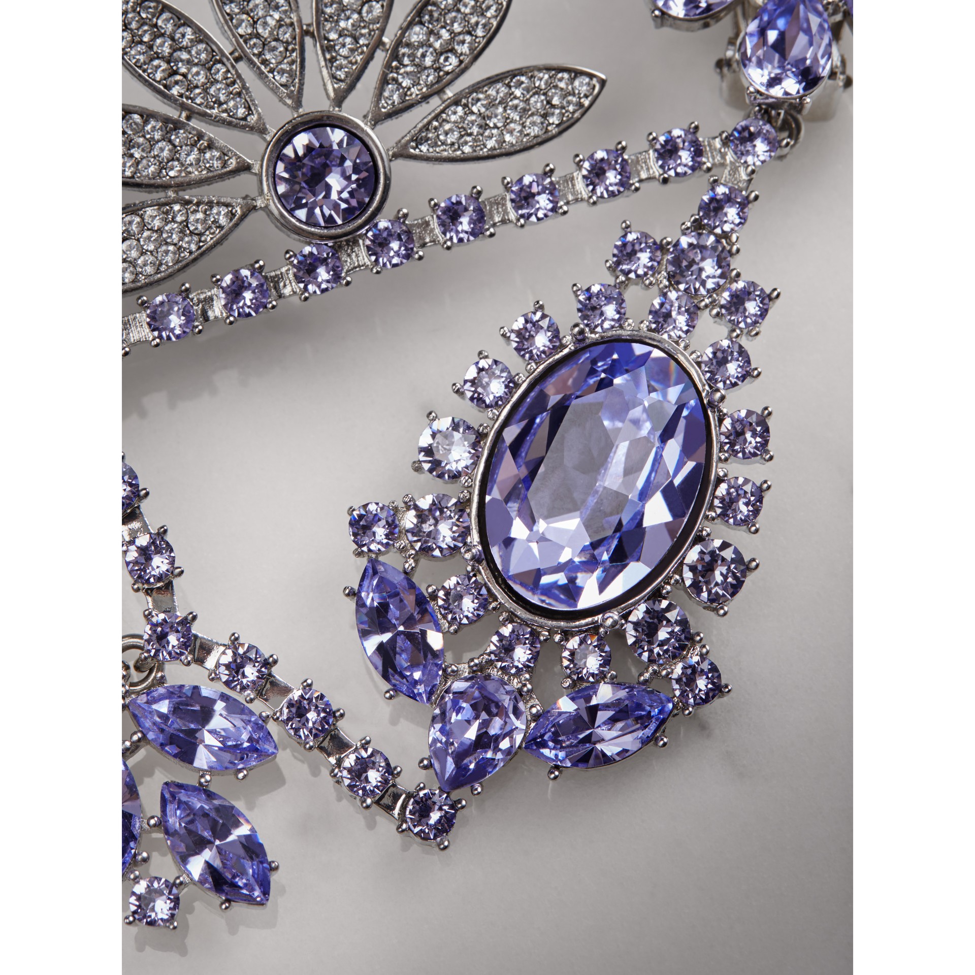 Crystal Daisy Chandelier Earring and Stud Set in Lavender Blue Women