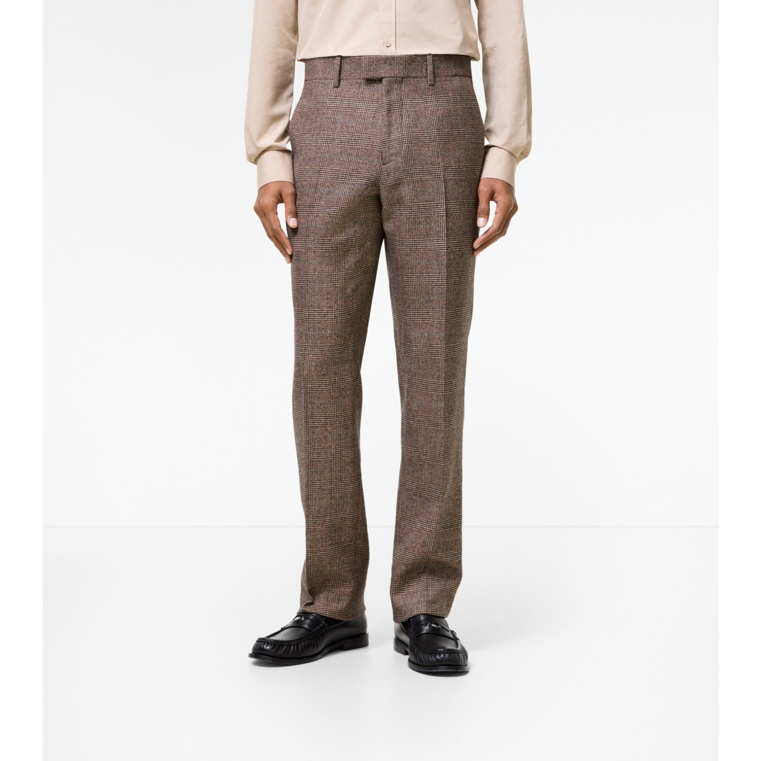 Check Wool Linen Blend Sloane Tailored Trousers