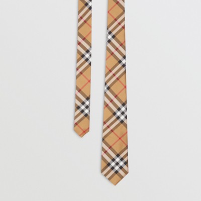Modern Vintage Check Silk Tie in Antique Yellow - Men | Burberry®