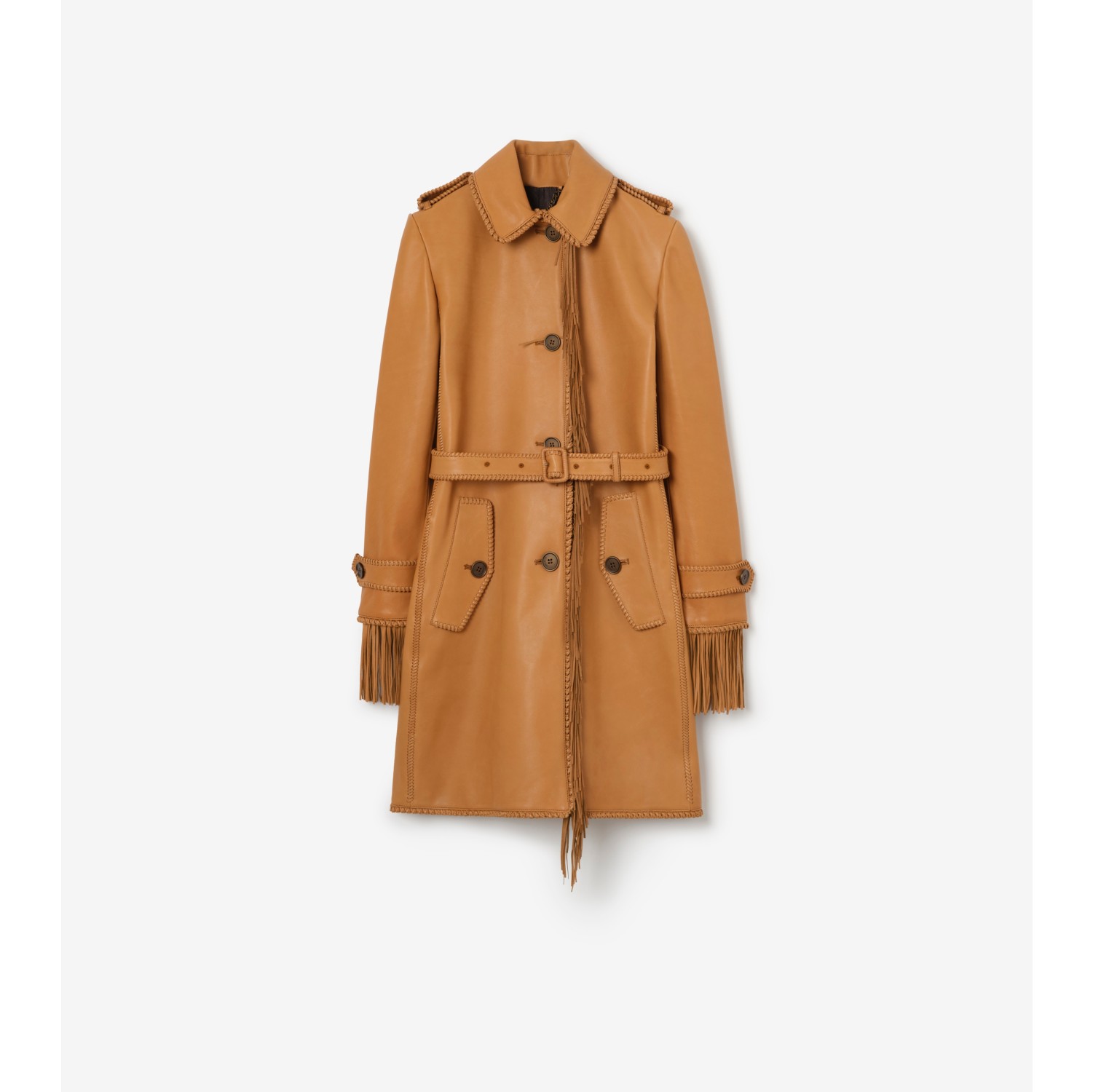 Fringed Leather Car Coat