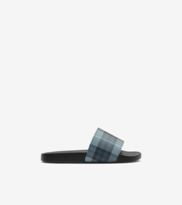 Burberry チェック スライド (アークティックブルー) - メンズ | Burberry®公式サイト