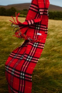 Burberry Check Scarf in Red