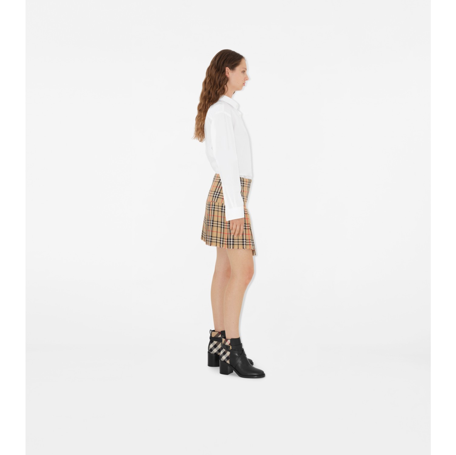 Mini kilt con pieghe in lana Check