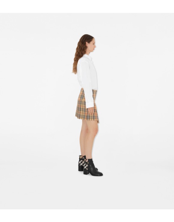 Pleated Check Wool Mini Kilt