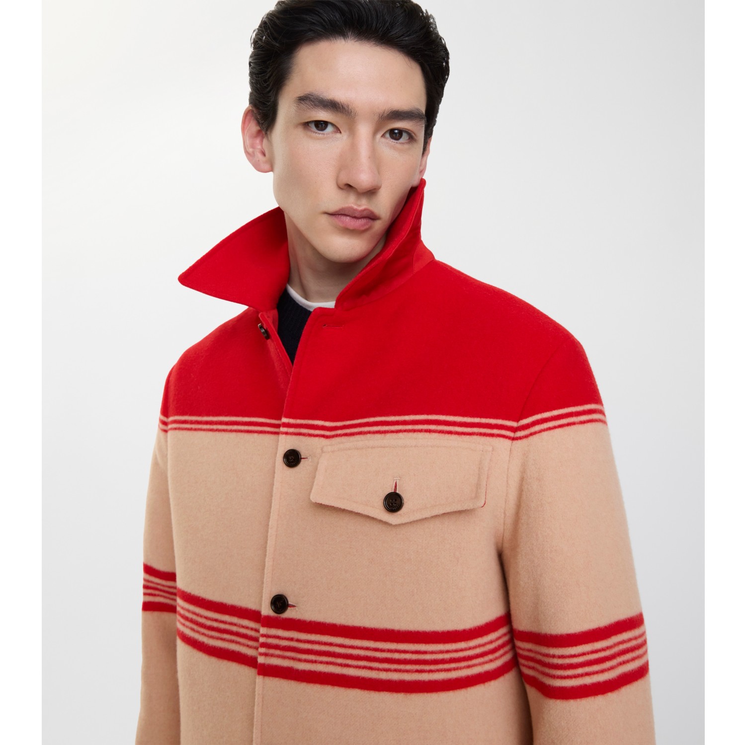 Striped Wool Nylon Jacket in Crayon red - Men | Burberry® Official