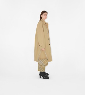 Long Cotton Blend Car Coat in Flax - Women, Cotton Gabardine | Burberry®  Official