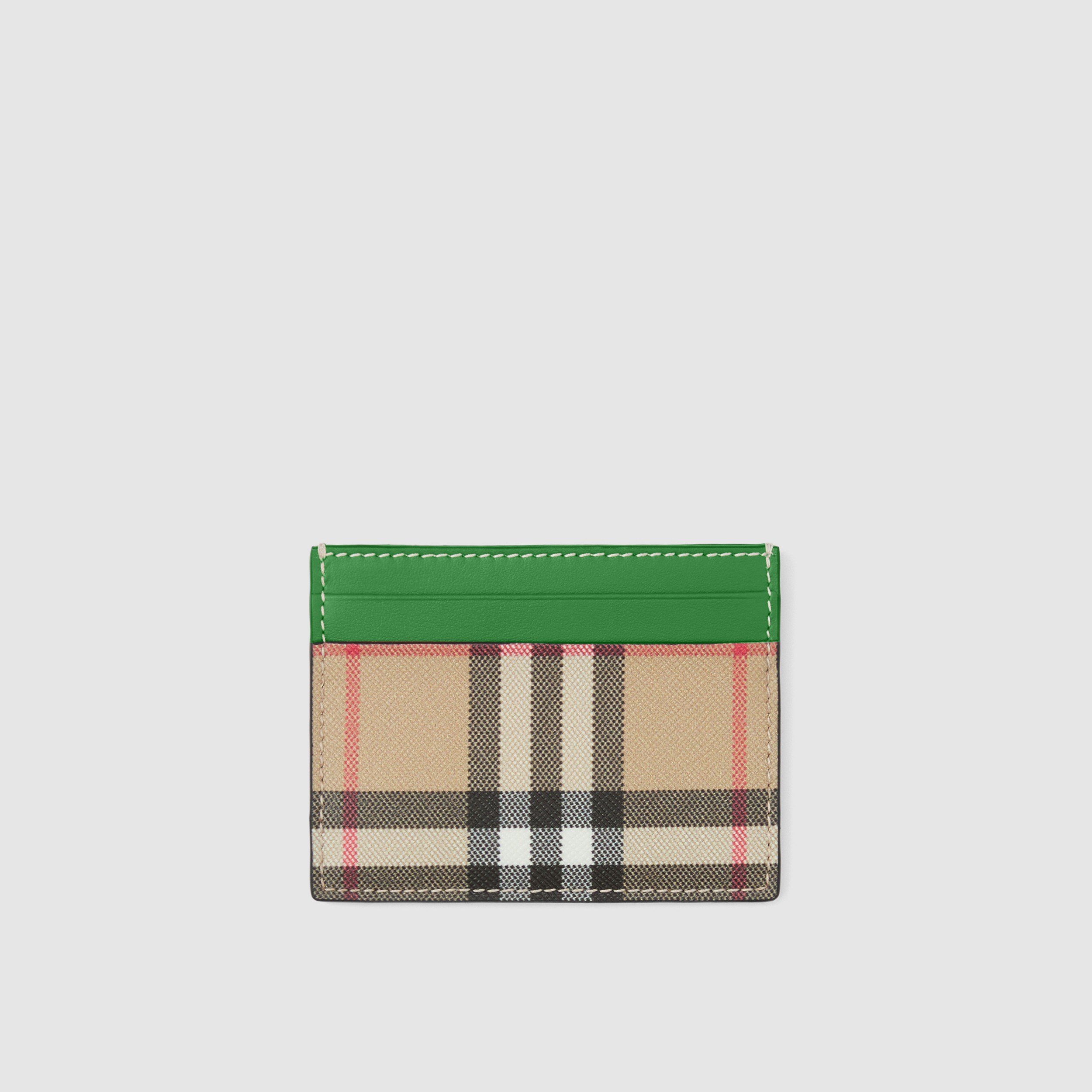 Vintage Check and Leather Card Case in Archive Beige/ivy Green - Women | Burberry® Official - 1