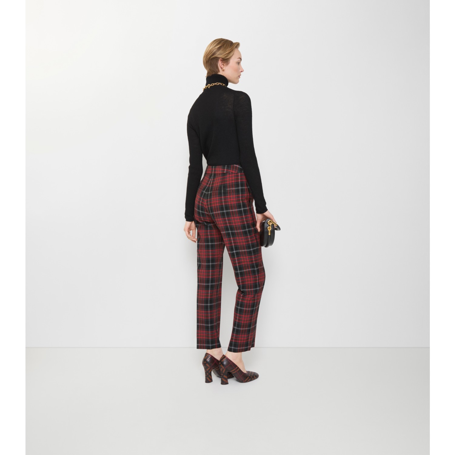 Check Wool Blend Tailored Trousers
