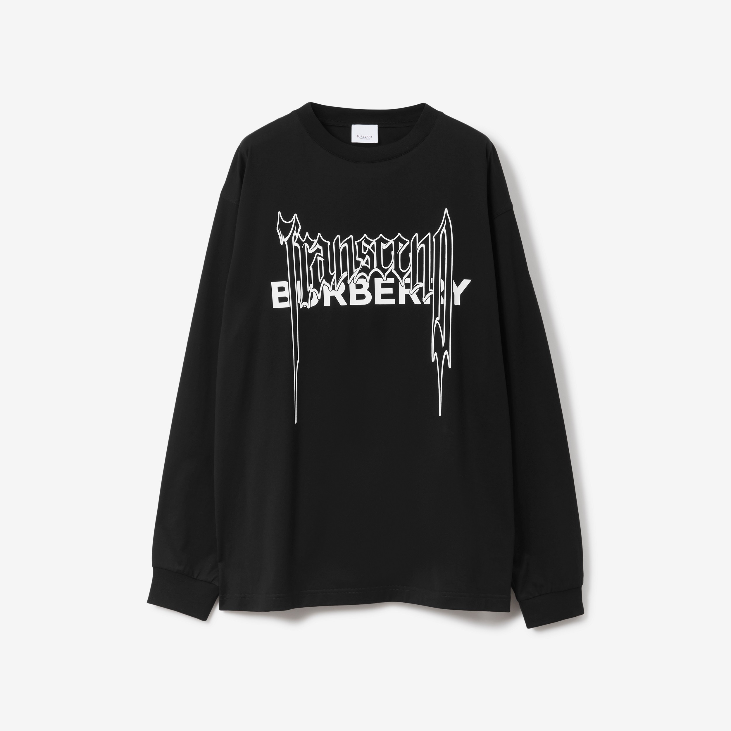 Montage Print Cotton Sweatshirt in Black - Men | Burberry® Official - 1