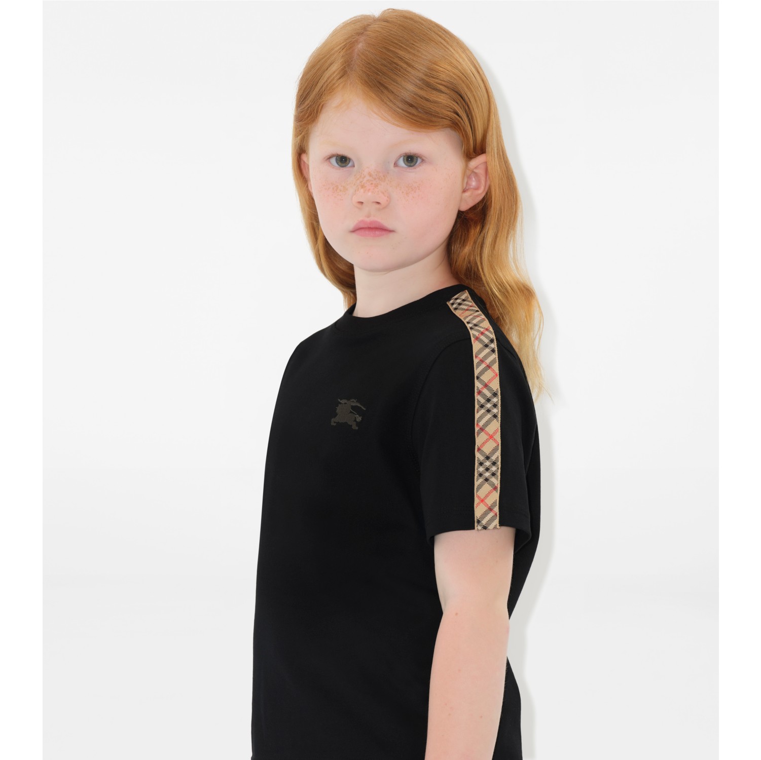 チェックトリム コットンTシャツ