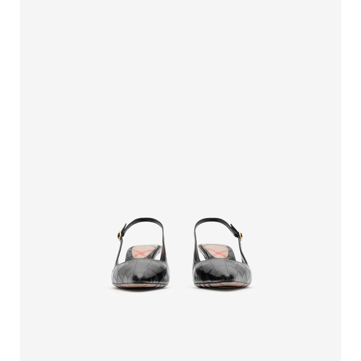  Check Crocodile-effect Leather Dame Slingback Pumps