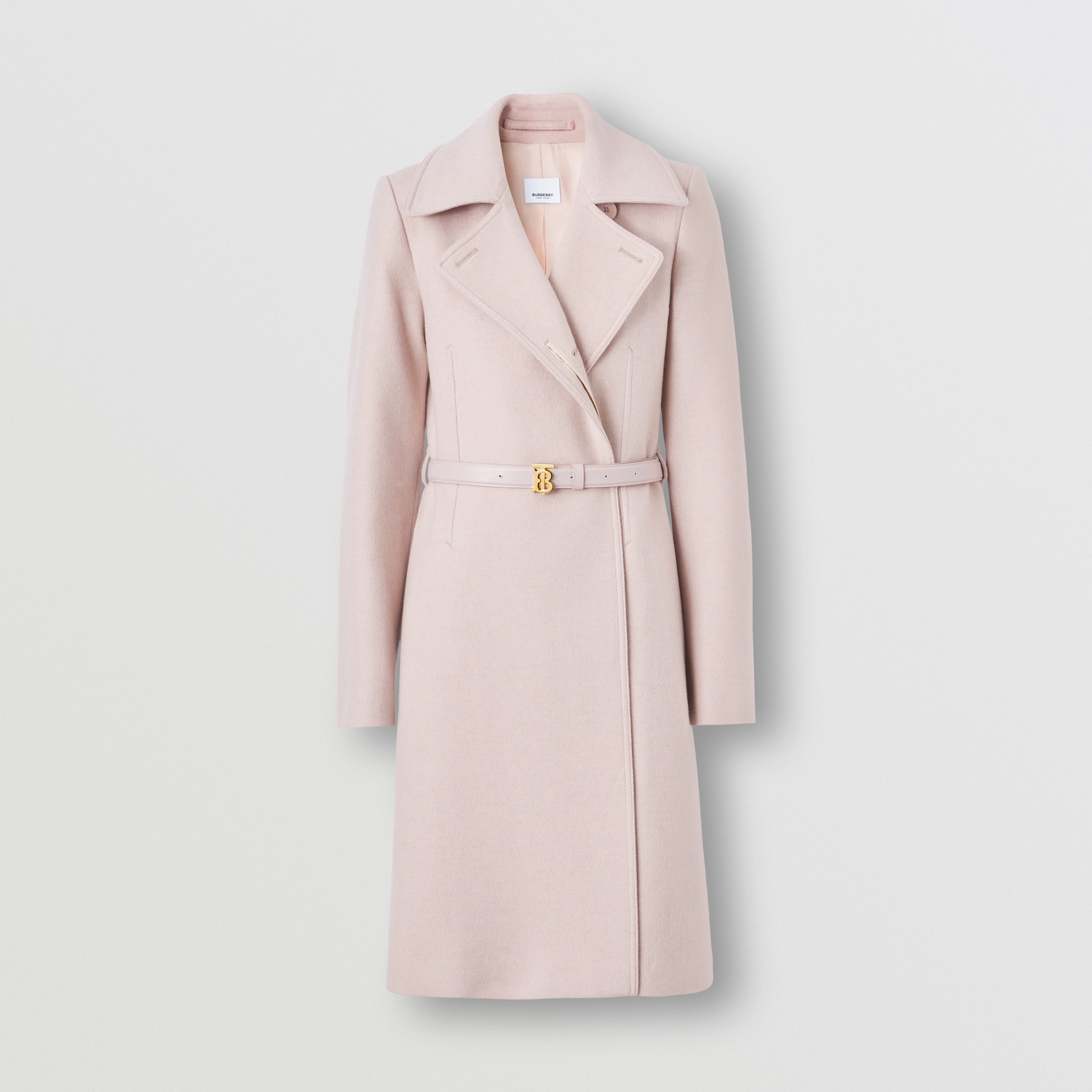 Monogram Motif Cashmere Belted Coat in Blush Beige - Women | Burberry® Official - 4
