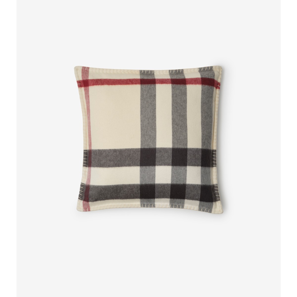 Burberry Check Cashmere Cushion In Stone
