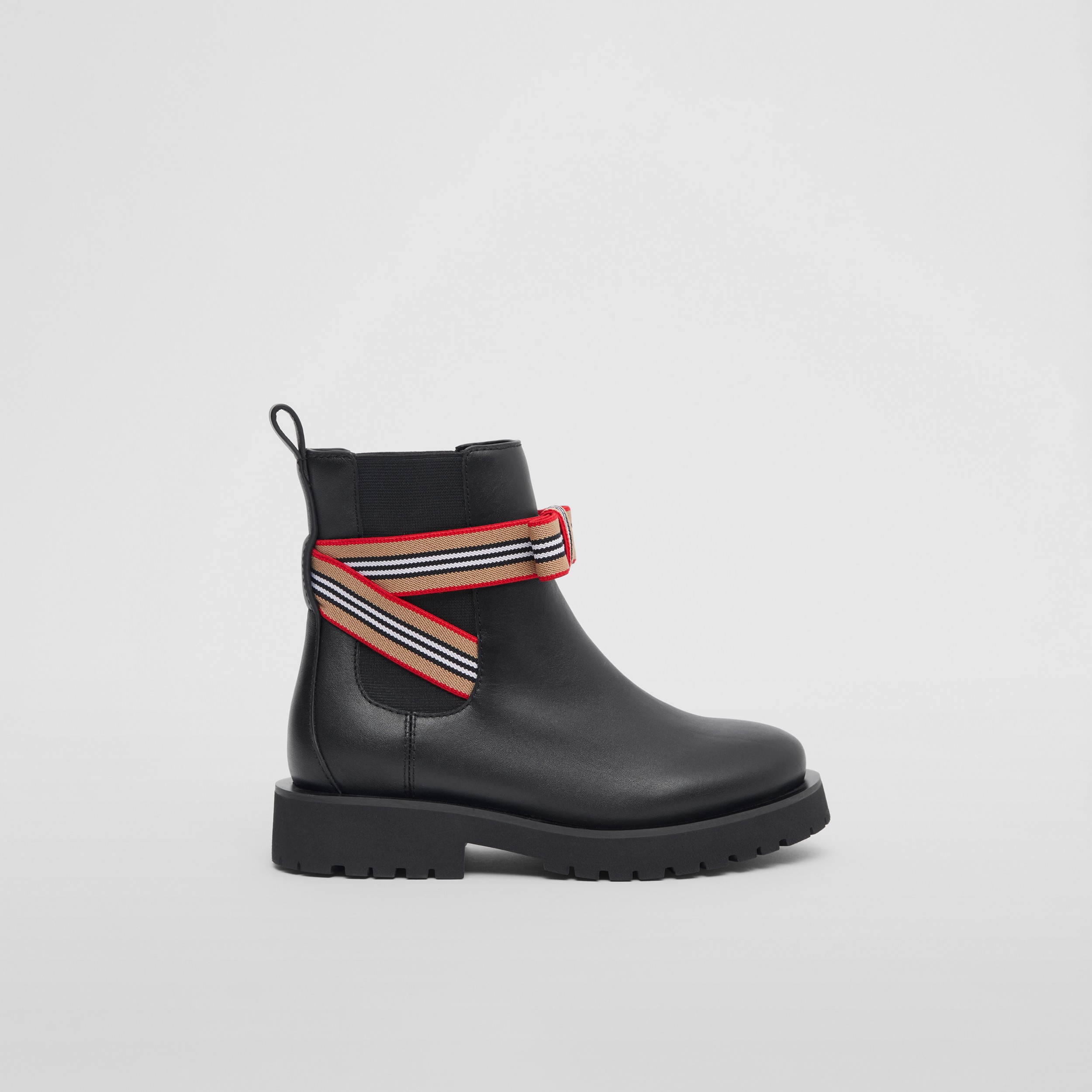 Icon Stripe Bow Leather Chelsea Boots in Black - Children | Burberry® Official - 4